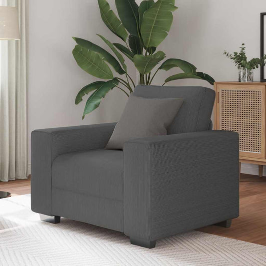Fauteuil gris foncé 60 cm velours côtelé