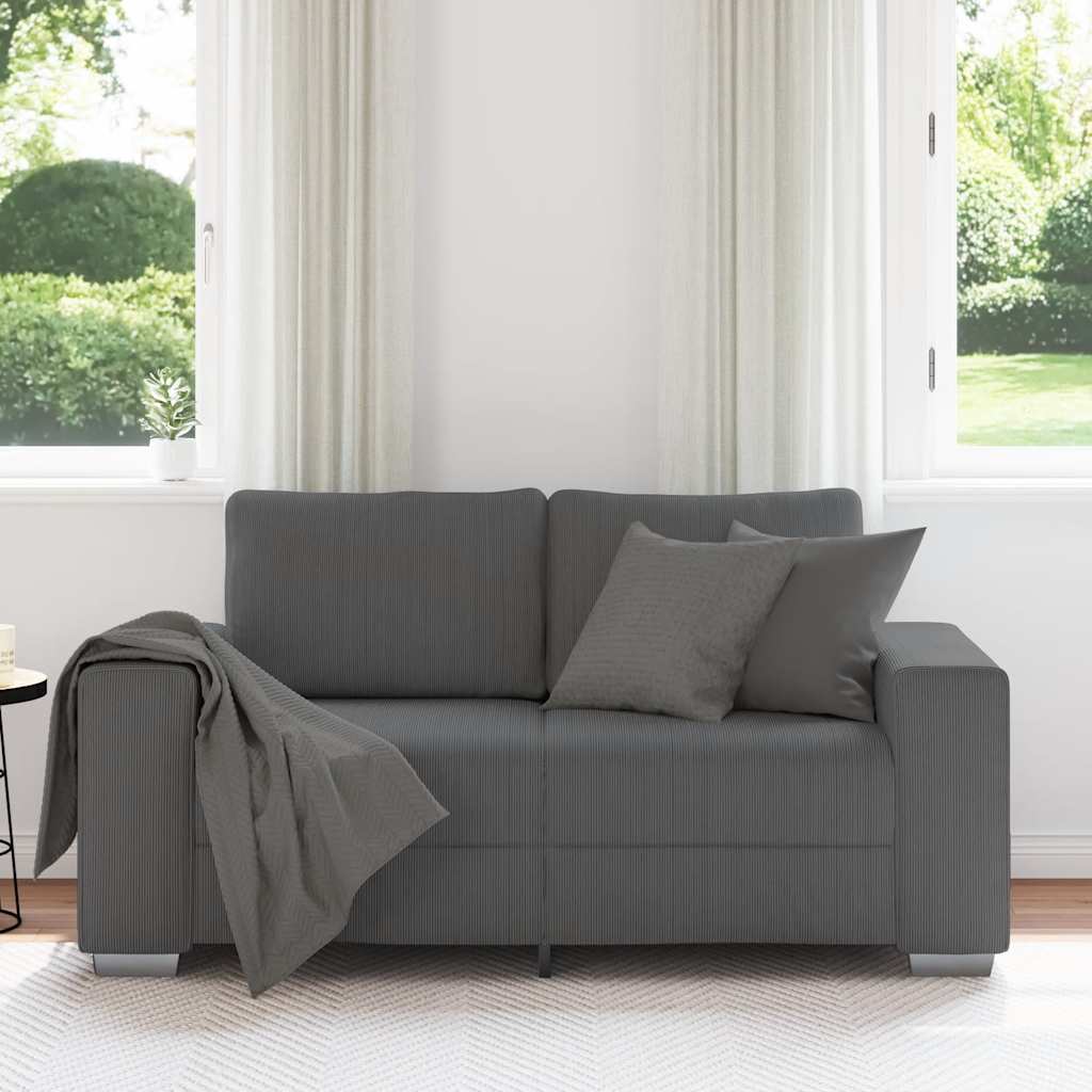Two-seater sofa dark grey 120 cm corduroy
