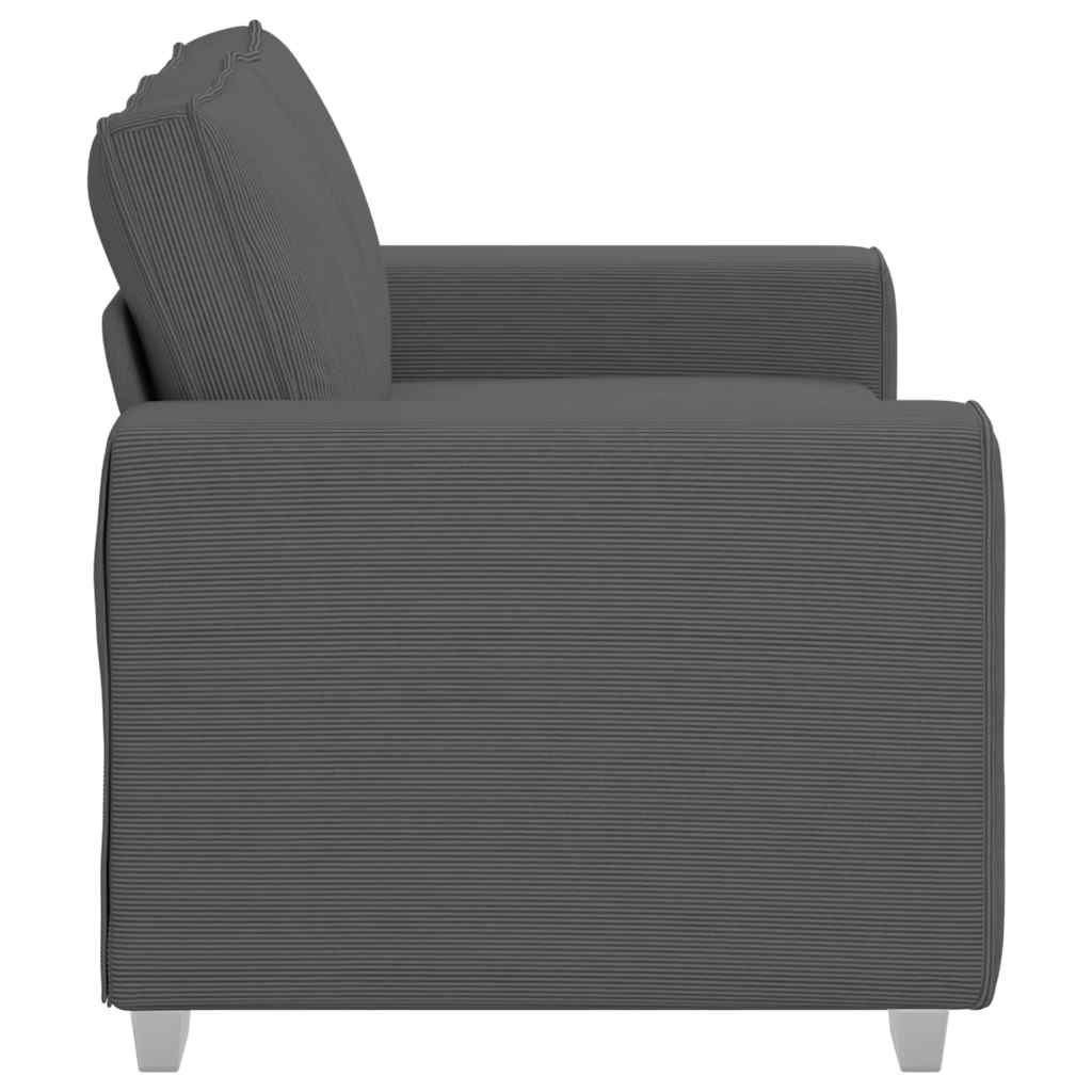 Two-seater sofa dark grey 120 cm corduroy