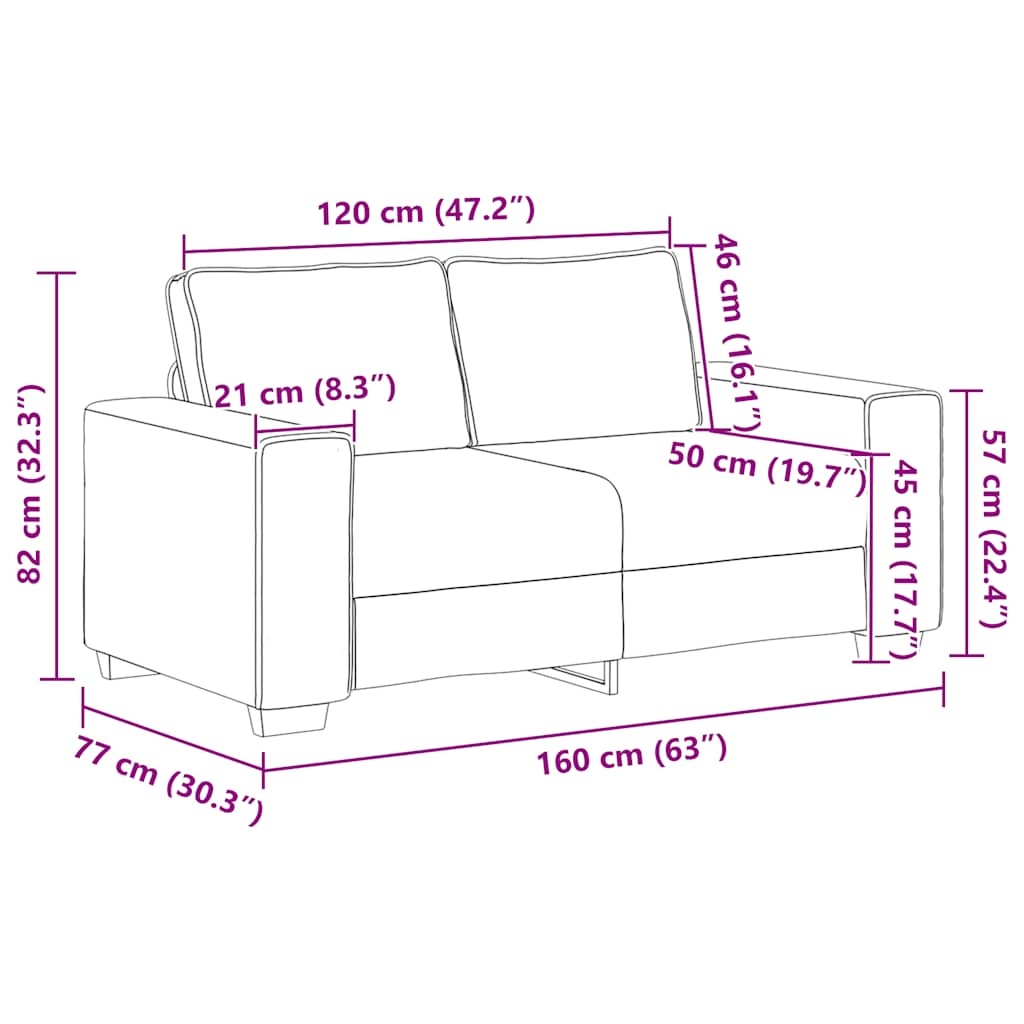 Zweisitzer-Sofa Hellgelb 120 cm Cordstoff