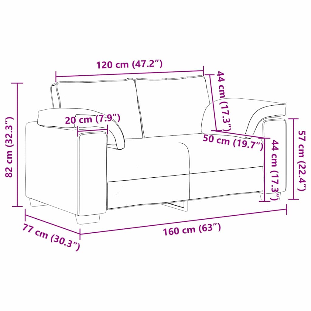 Zweisitzer-Sofa Schwarz 160 cm Stoff