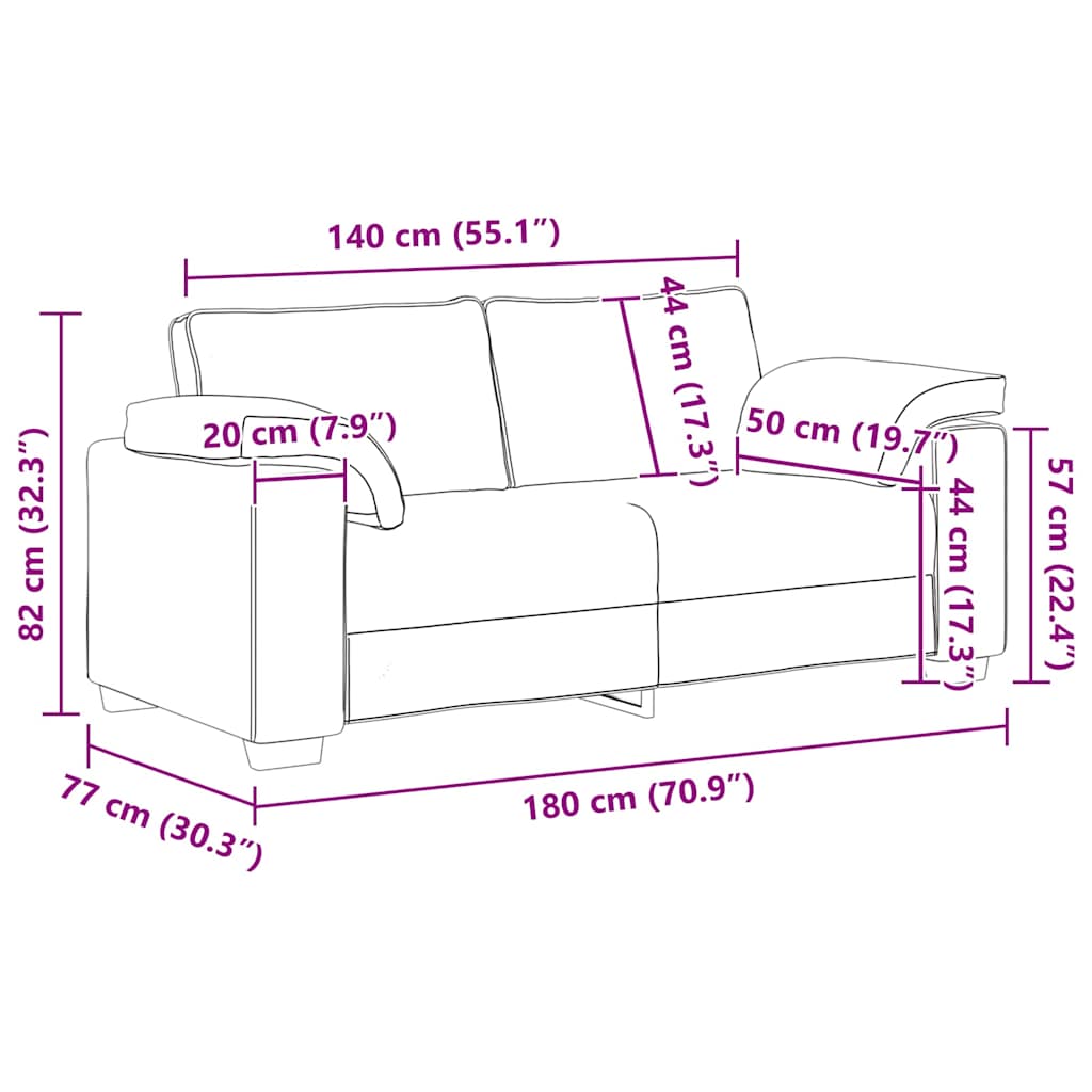 Zweisitzer-Sofa Hellgrau 180 cm Stoff