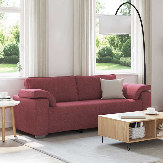 Sofa mit Kissen Weinrot 219 x 77 x 82 cm Stoff