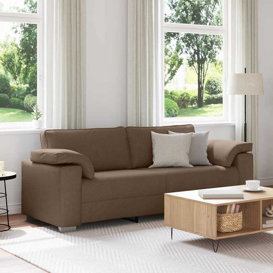 Sofa mit Kissen Braun 219 x 77 x 82 cm Stoff