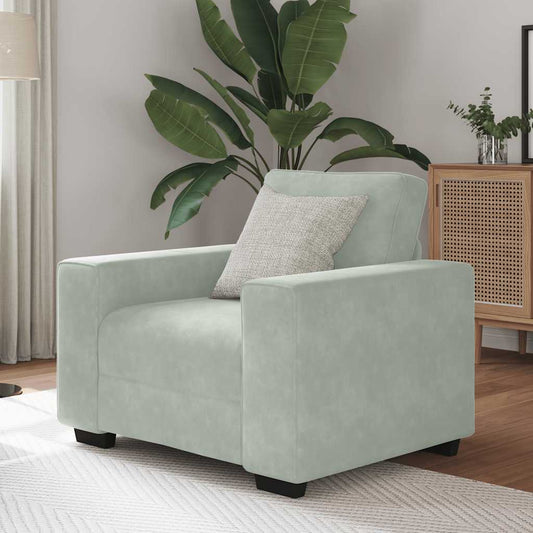 Fauteuil gris clair 60 cm velours
