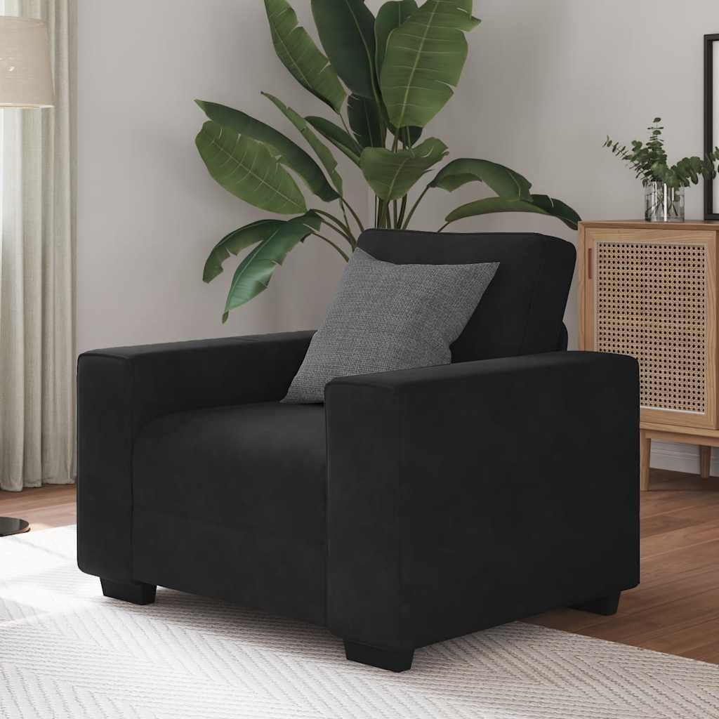 Fauteuil en velours noir 60 cm