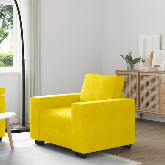 Fauteuil jaune 60 cm velours