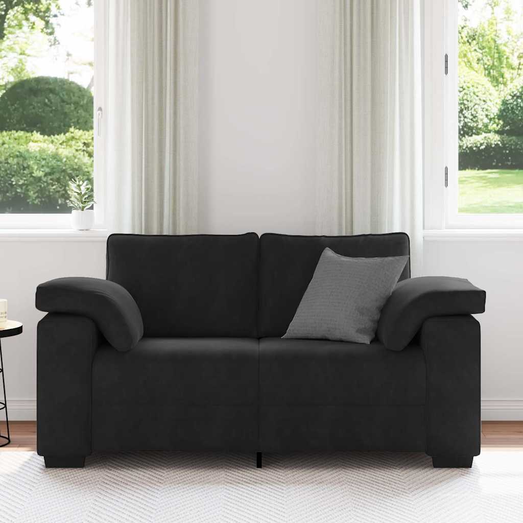 Zweisitzer-Sofa Schwarz 160x77x82 cm Samt
