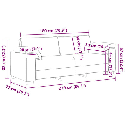 3-Sitzer-Sofa Dunkelgrau 220x77x82 cm Samt