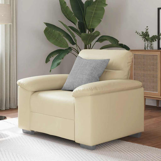 Fauteuil crème 60 cm simili cuir