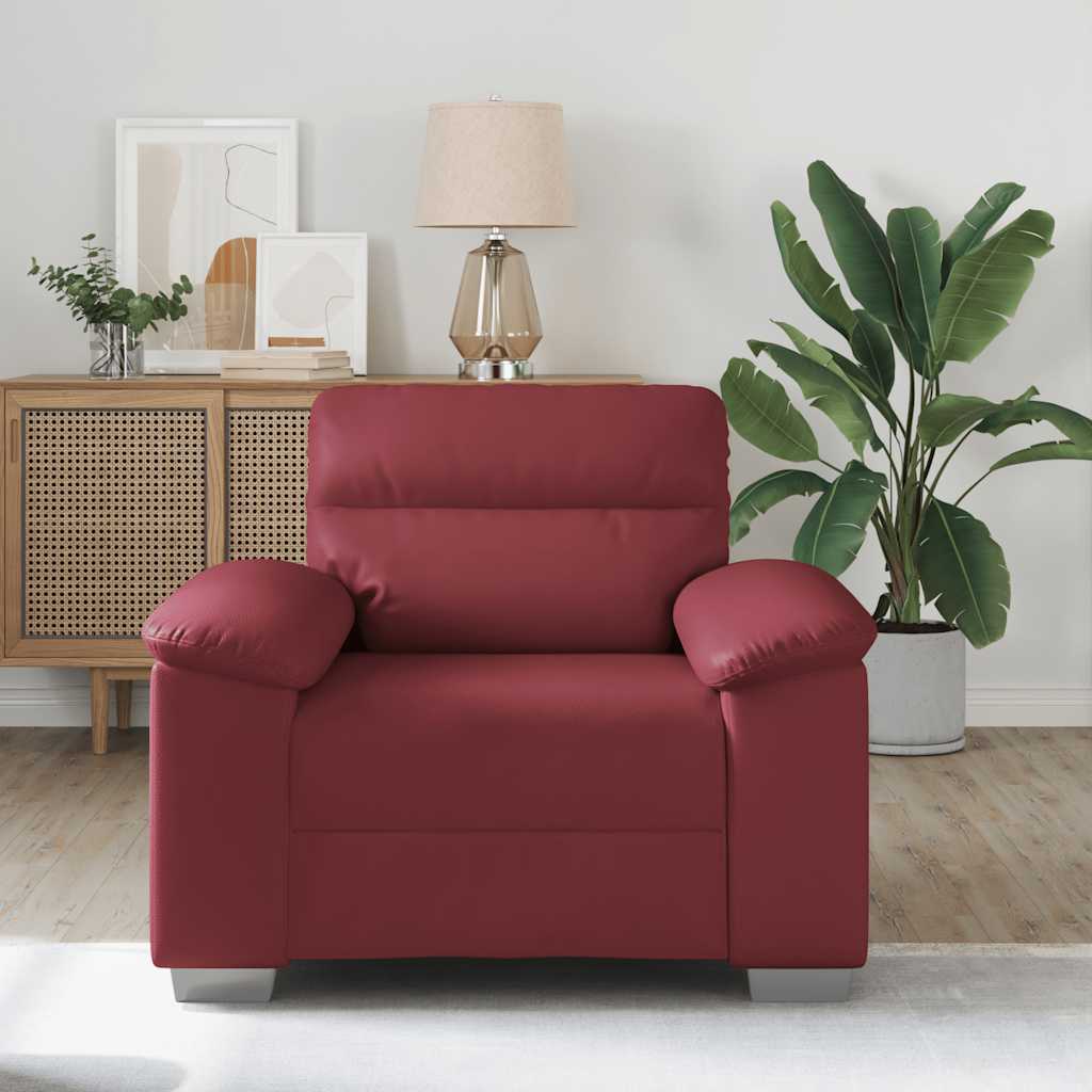 Fauteuil rouge vin 60 cm simili cuir