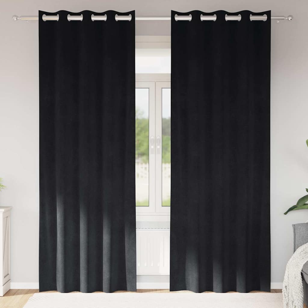 Verdunkelungsvorhänge 2 stk. Schwarz 140 x 260 cm Samt