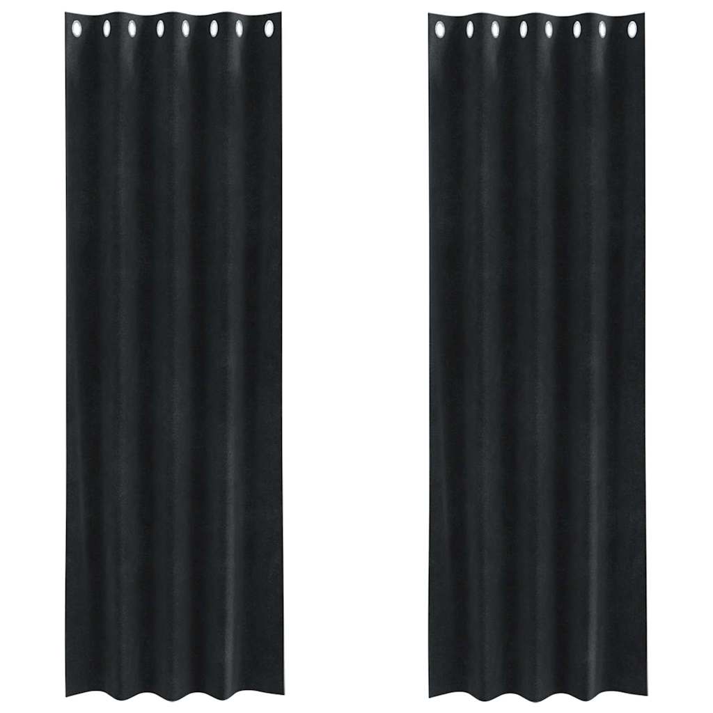 Vorhänge 2 stk. Schwarz 140 x 260 cm Samt