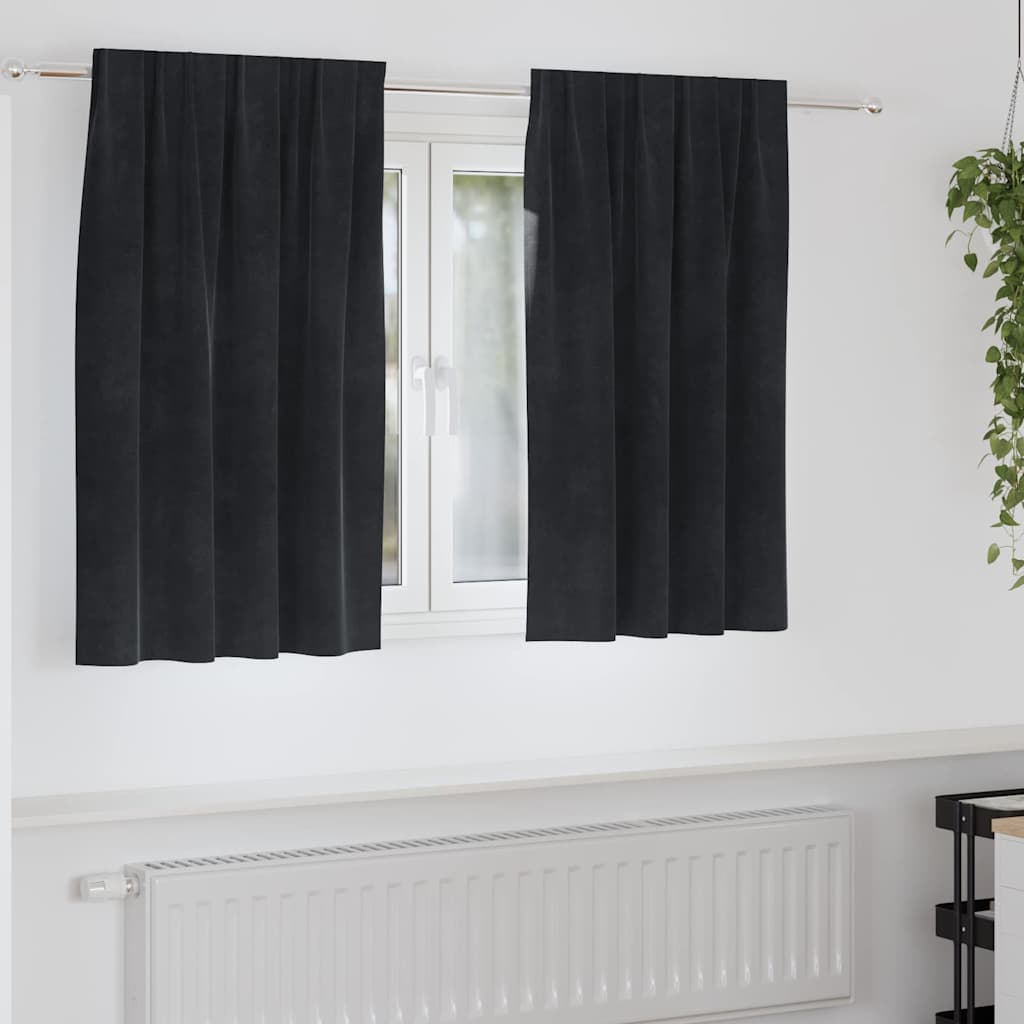 Verdunkelungsvorhänge 2 stk. Schwarz 140 x 140 cm Samt