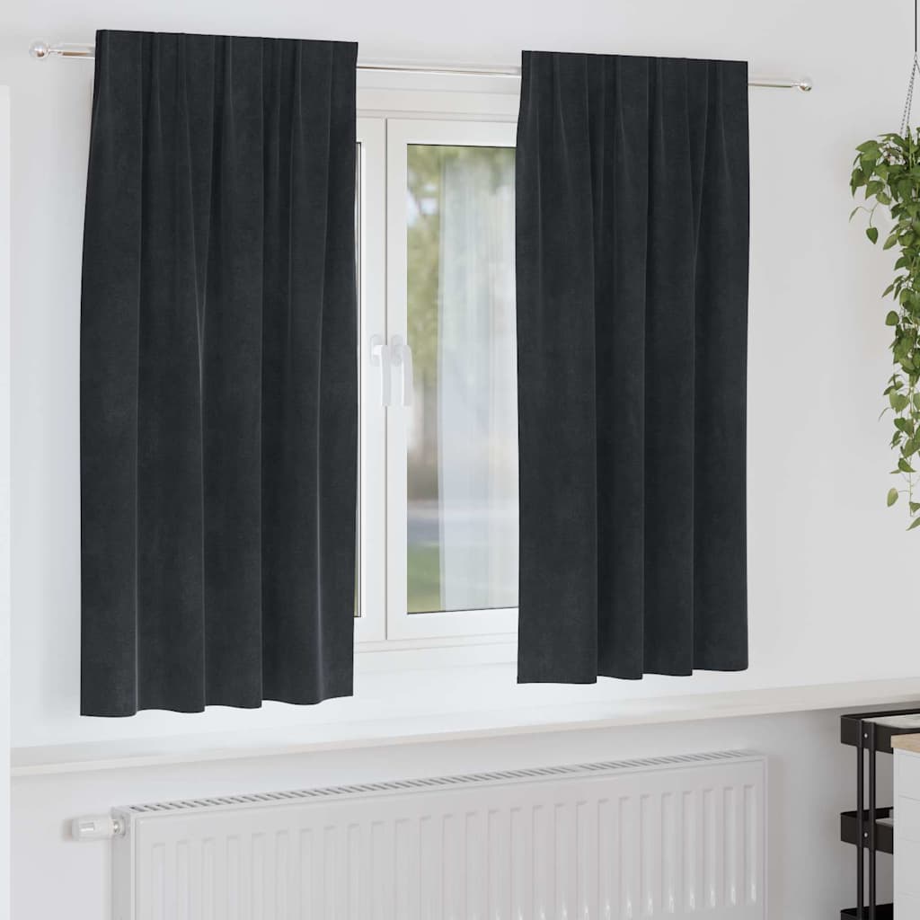 Verdunkelungsvorhänge 2 stk. Schwarz 140 x 175 cm Samt