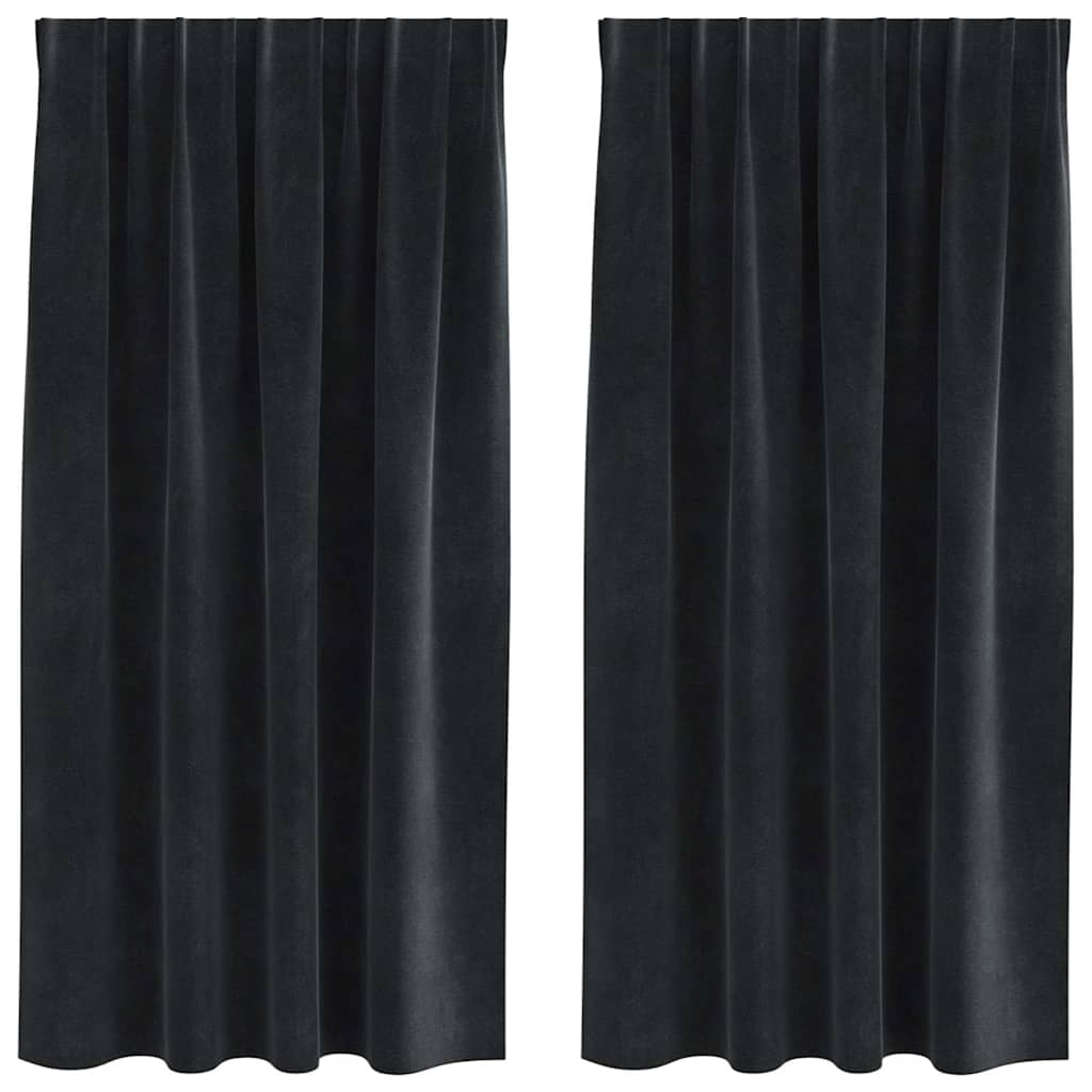 Verdunkelungsvorhänge 2 stk. Schwarz 140 x 175 cm Samt