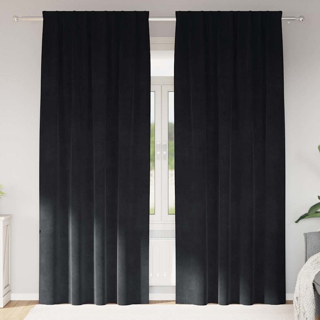 Verdunkelungsvorhänge 2 stk. Schwarz 140 x 260 cm Samt