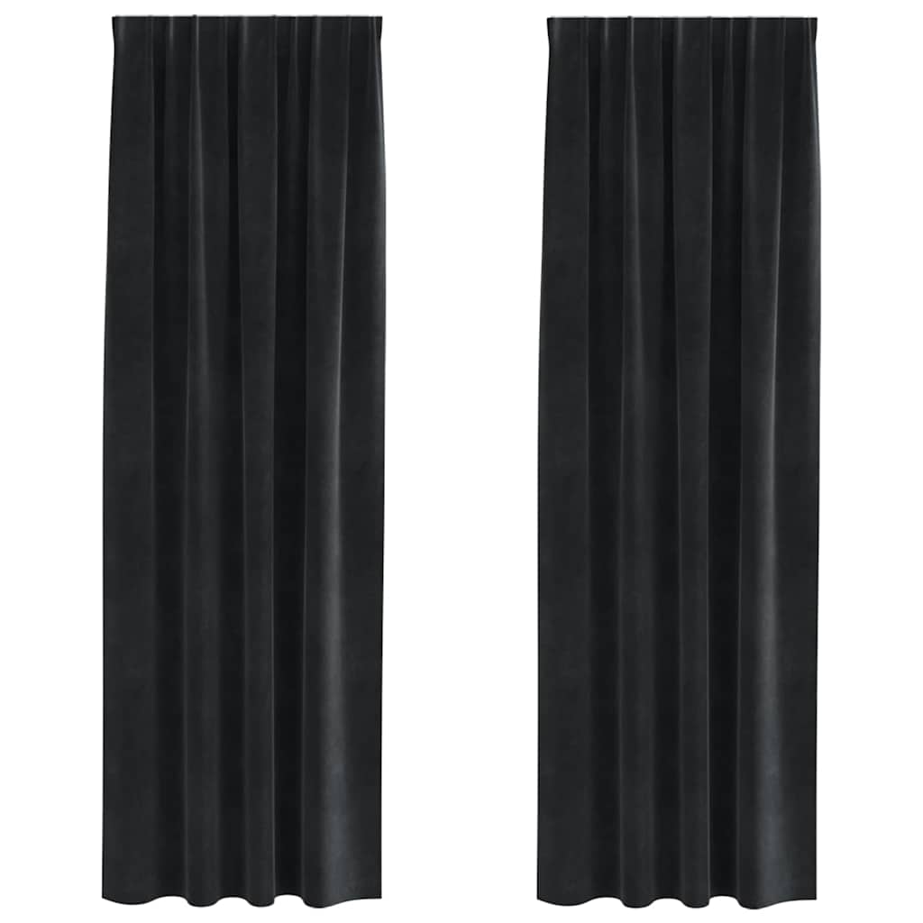 Verdunkelungsvorhänge 2 stk. Schwarz 140 x 260 cm Samt
