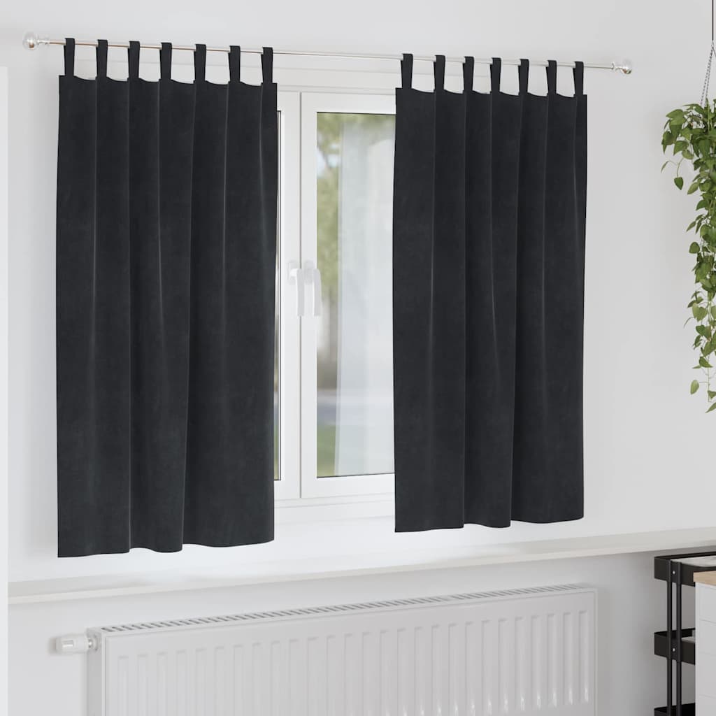 Vorhänge 2 stk. Schwarz 140 x 175 cm Samt