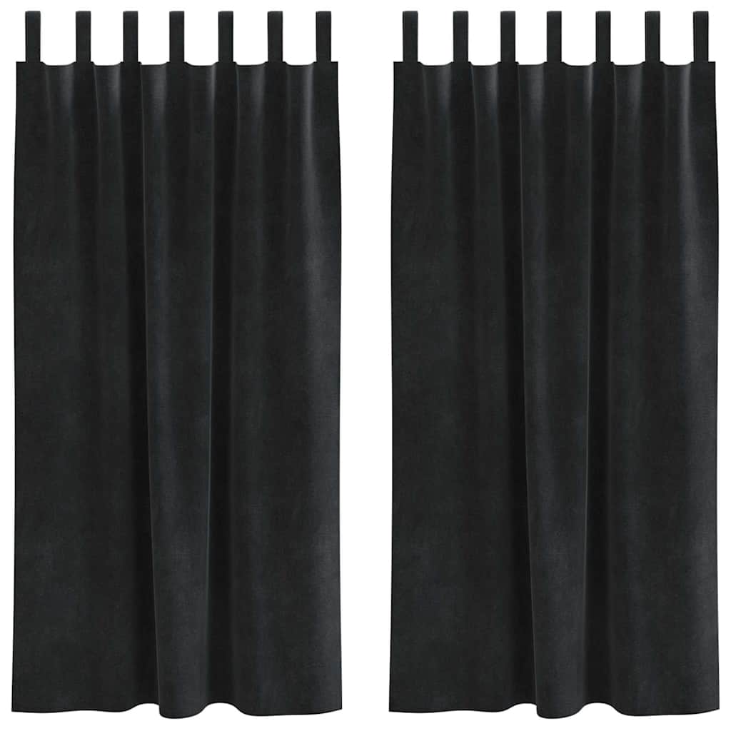 Verdunkelungsvorhänge 2 stk. Schwarz 140 x 175 cm Samt