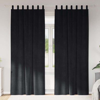 Vorhänge 2 stk. Schwarz 140 x 245 cm Samt