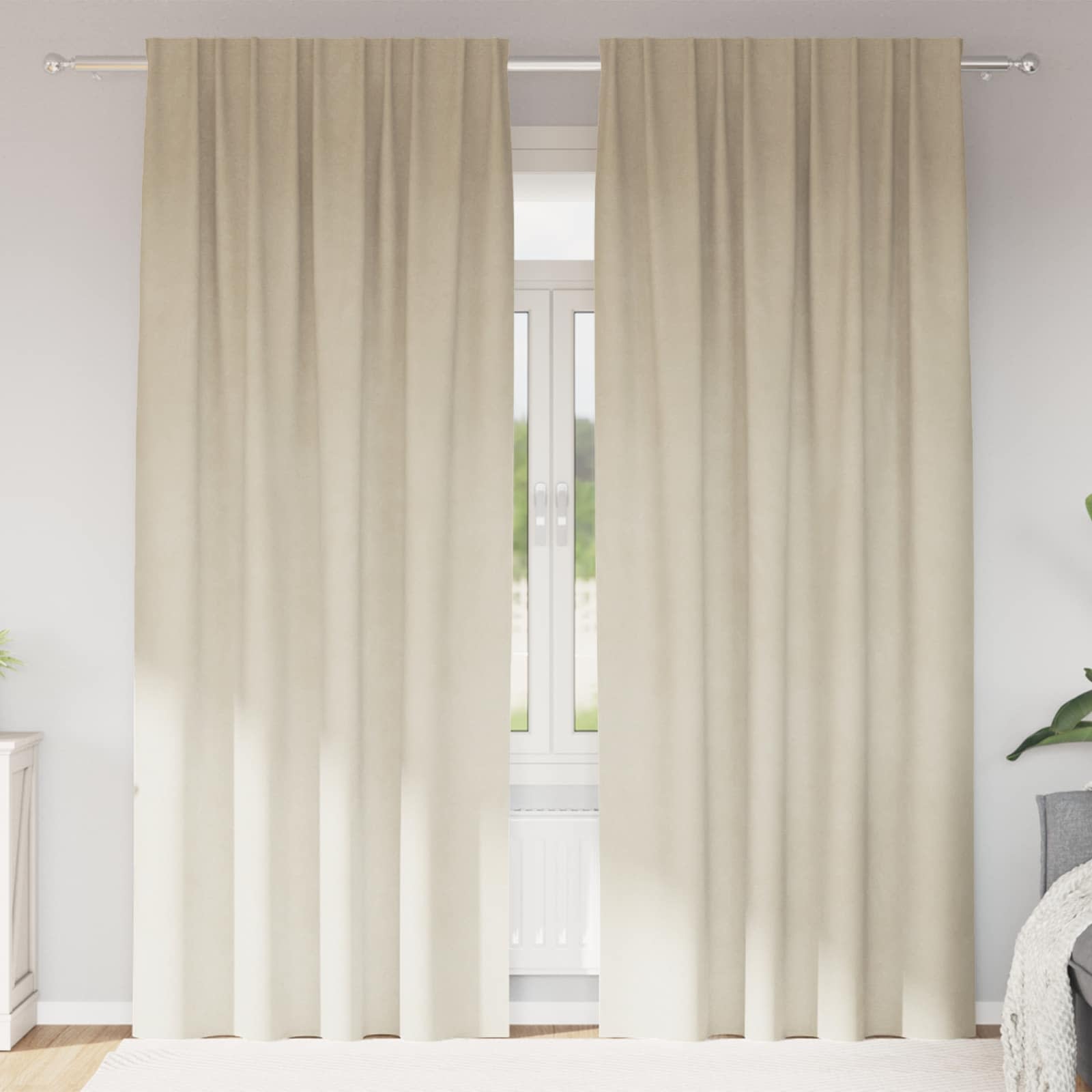 Verdunkelungsvorhänge 2 pcs Creme 140 x 260 cm Samt