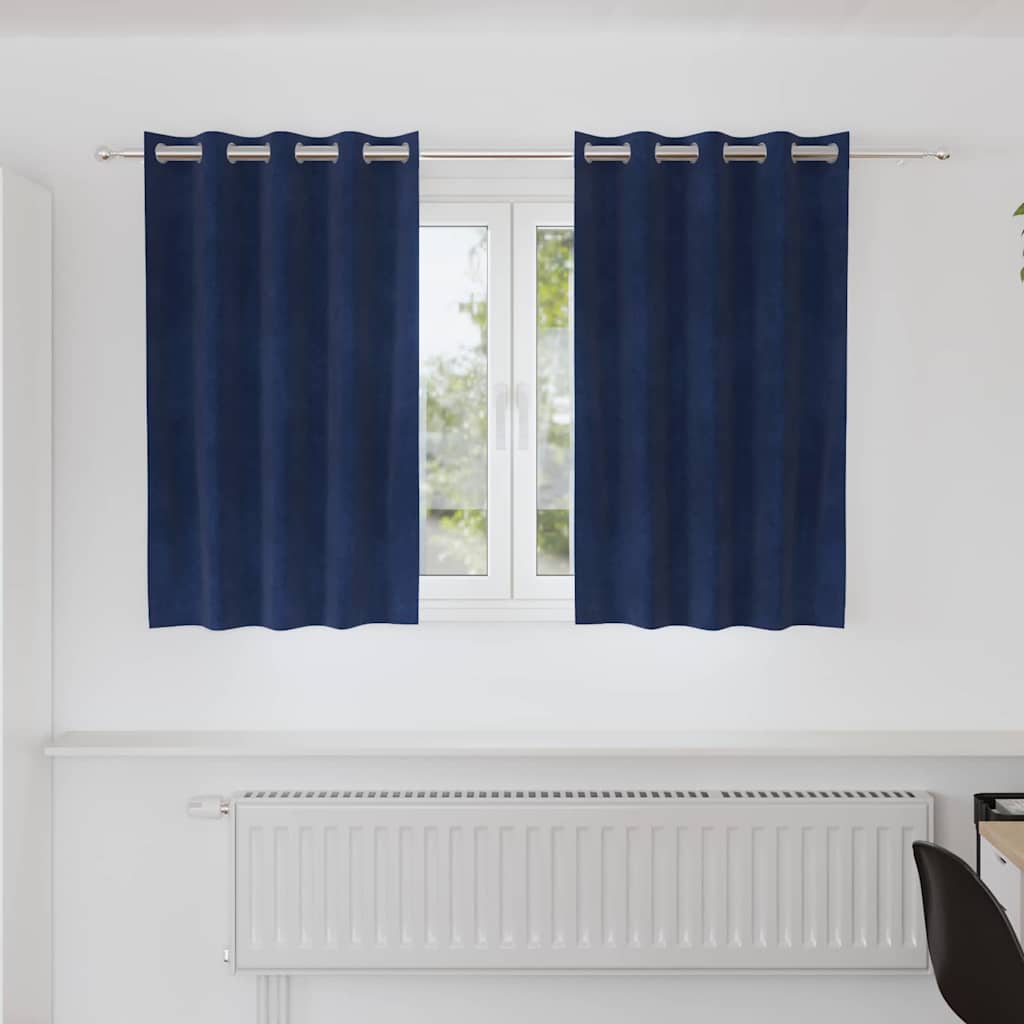 Verdunkelungsvorhänge 2 pcs Dunkelblau 140 x 140 cm Samt