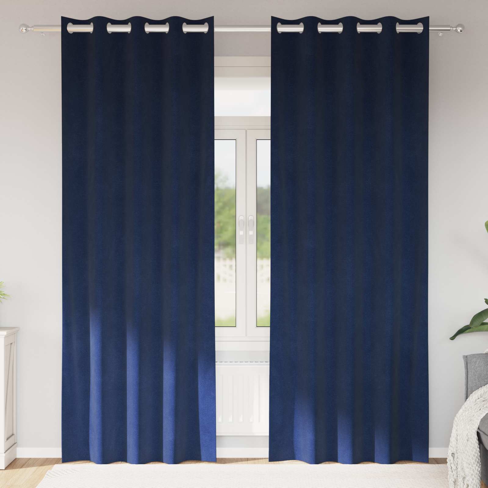 Vorhänge 2 stk. Dunkelblau 140 x 225 cm Samt