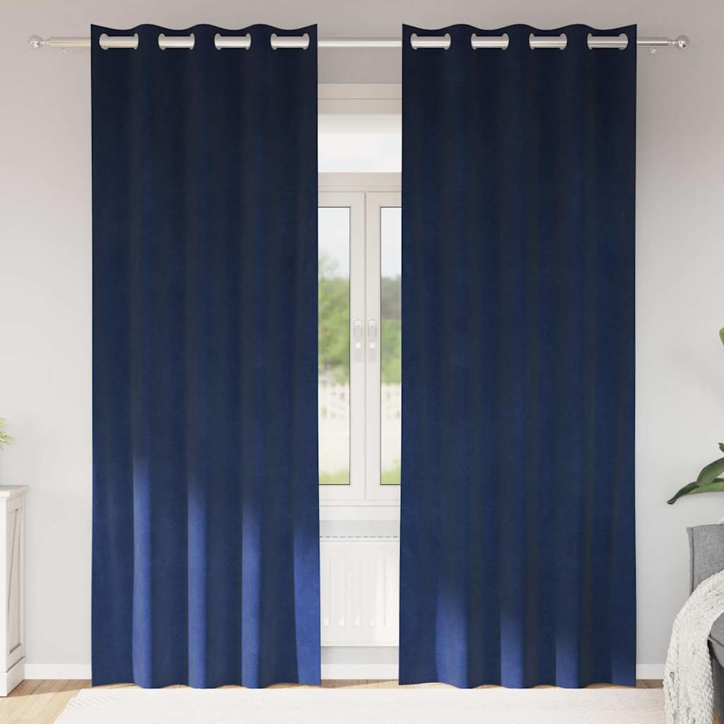 Verdunkelungsvorhänge 2 stk. Dunkelblau 140 x 245 cm Samt