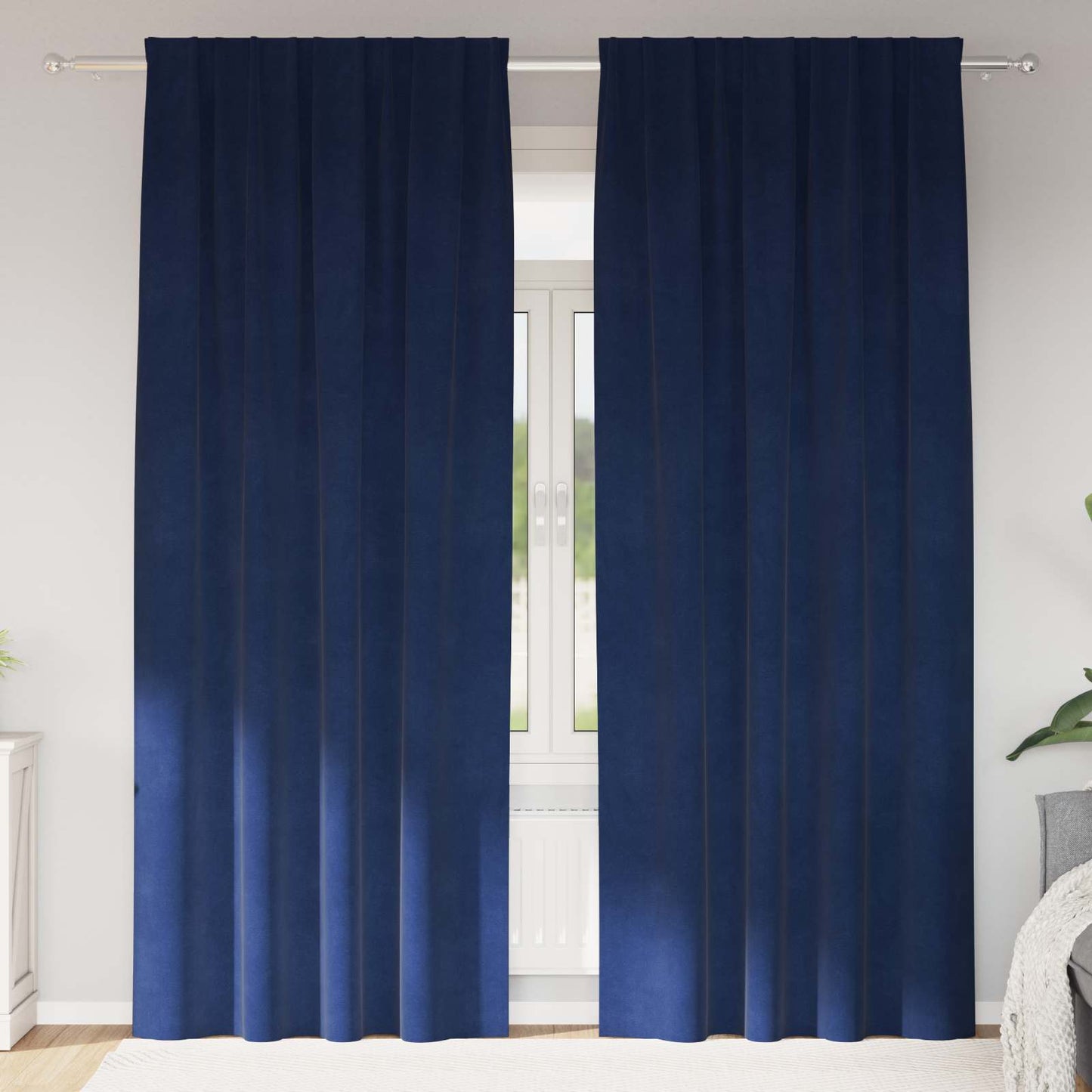 Verdunkelungsvorhänge 2 stk. Dunkelblau 140 x 225 cm Samt