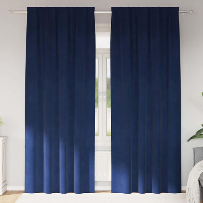 Vorhänge 2 stk. Dunkelblau 140 x 245 cm Samt