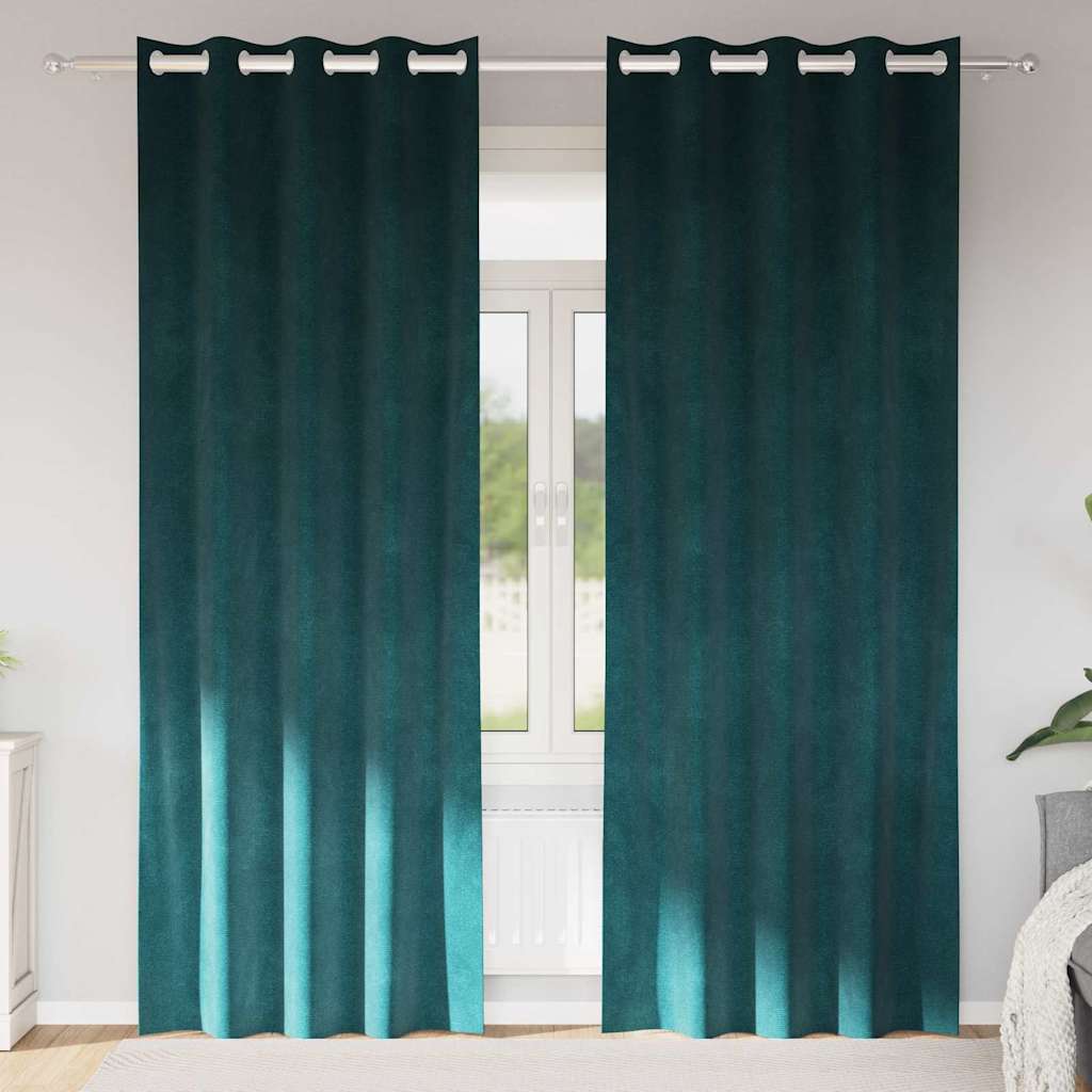Verdunkelungsvorhänge 2 pcs Dunkelgrün 140 x 225 cm Samt