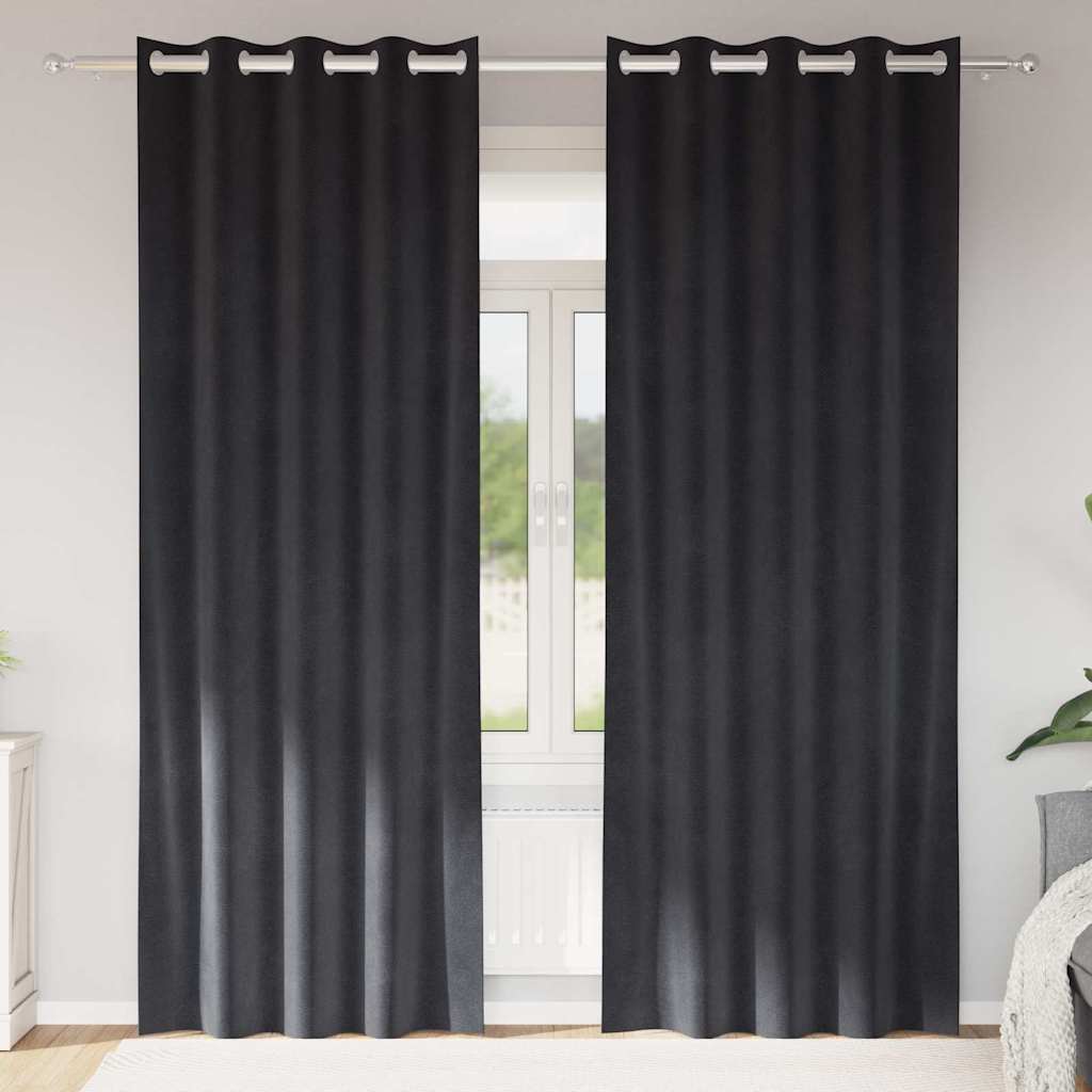 Verdunkelungsvorhänge 2 stk. Dunkelgrau 140 x 225 cm Samt