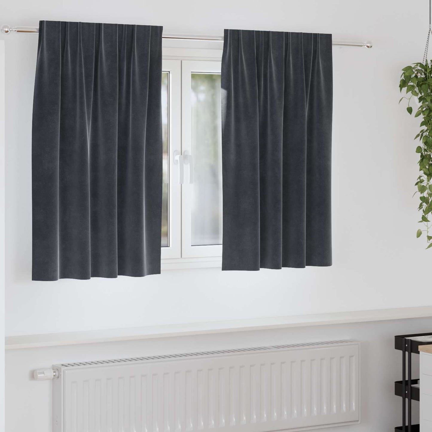 Verdunkelungsvorhänge 2 pcs Dunkelgrau 140 x 140 cm Samt