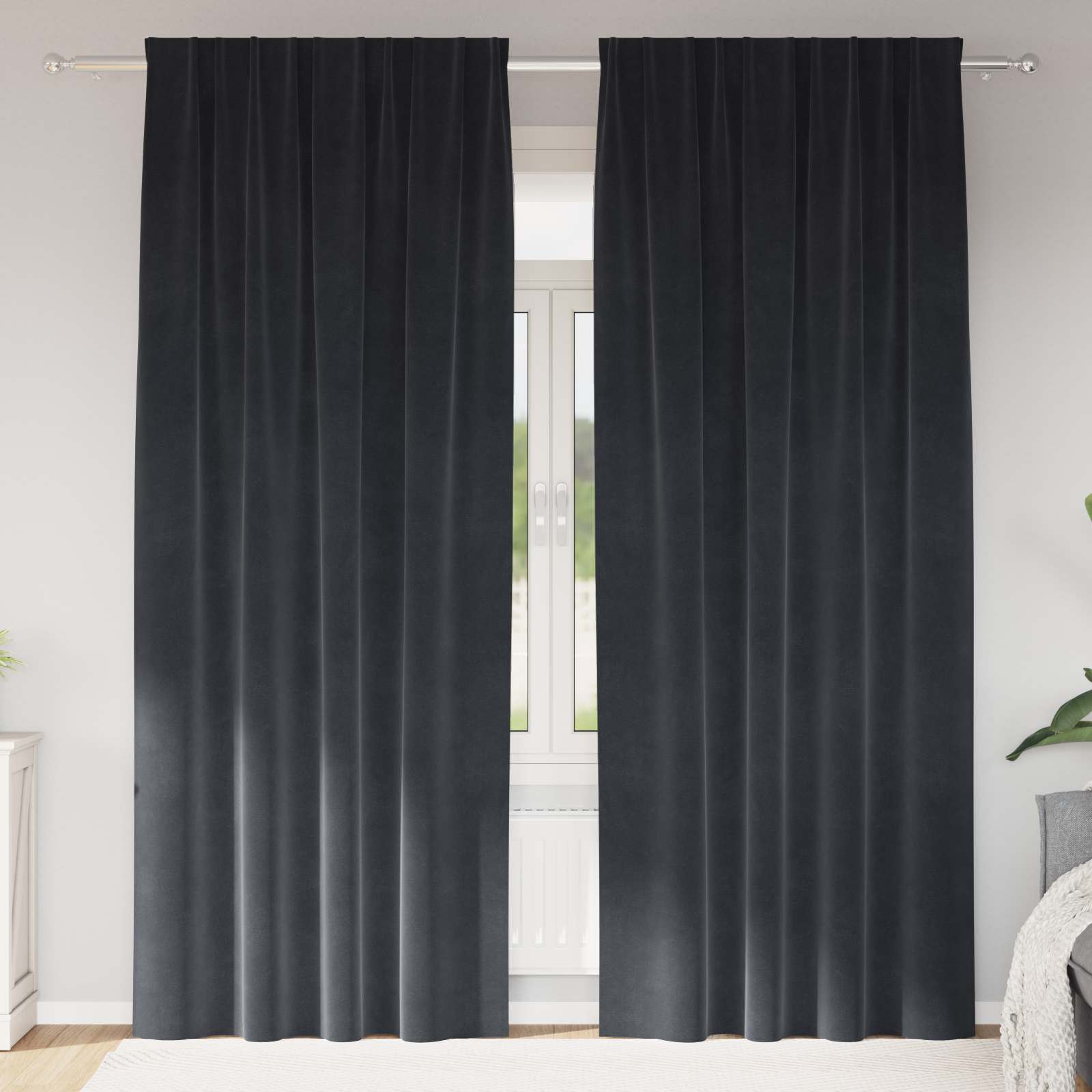 Verdunkelungsvorhänge 2 stk. Dunkelgrau 140 x 225 cm Samt