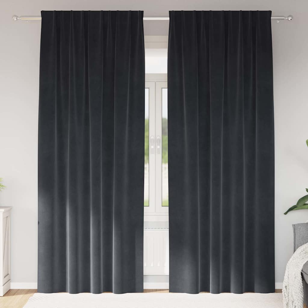Verdunkelungsvorhänge 2 pcs Dunkelgrau 140 x 245 cm Samt