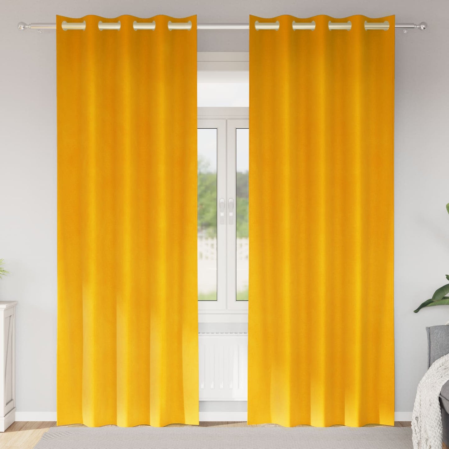 Verdunkelungsvorhänge 2 stk. Senfgelb 140 x 225 cm Samt
