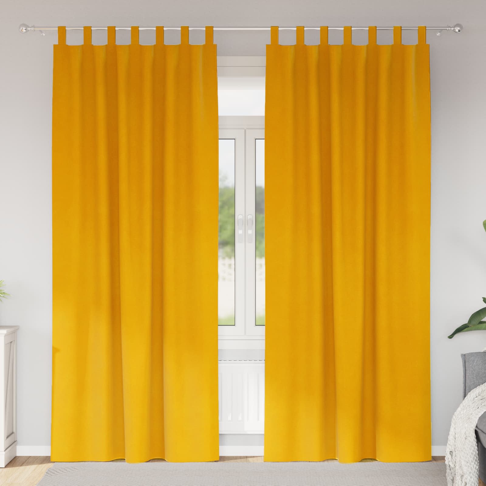 Verdunkelungsvorhänge 2 stk. Senfgelb 140 x 225 cm Samt