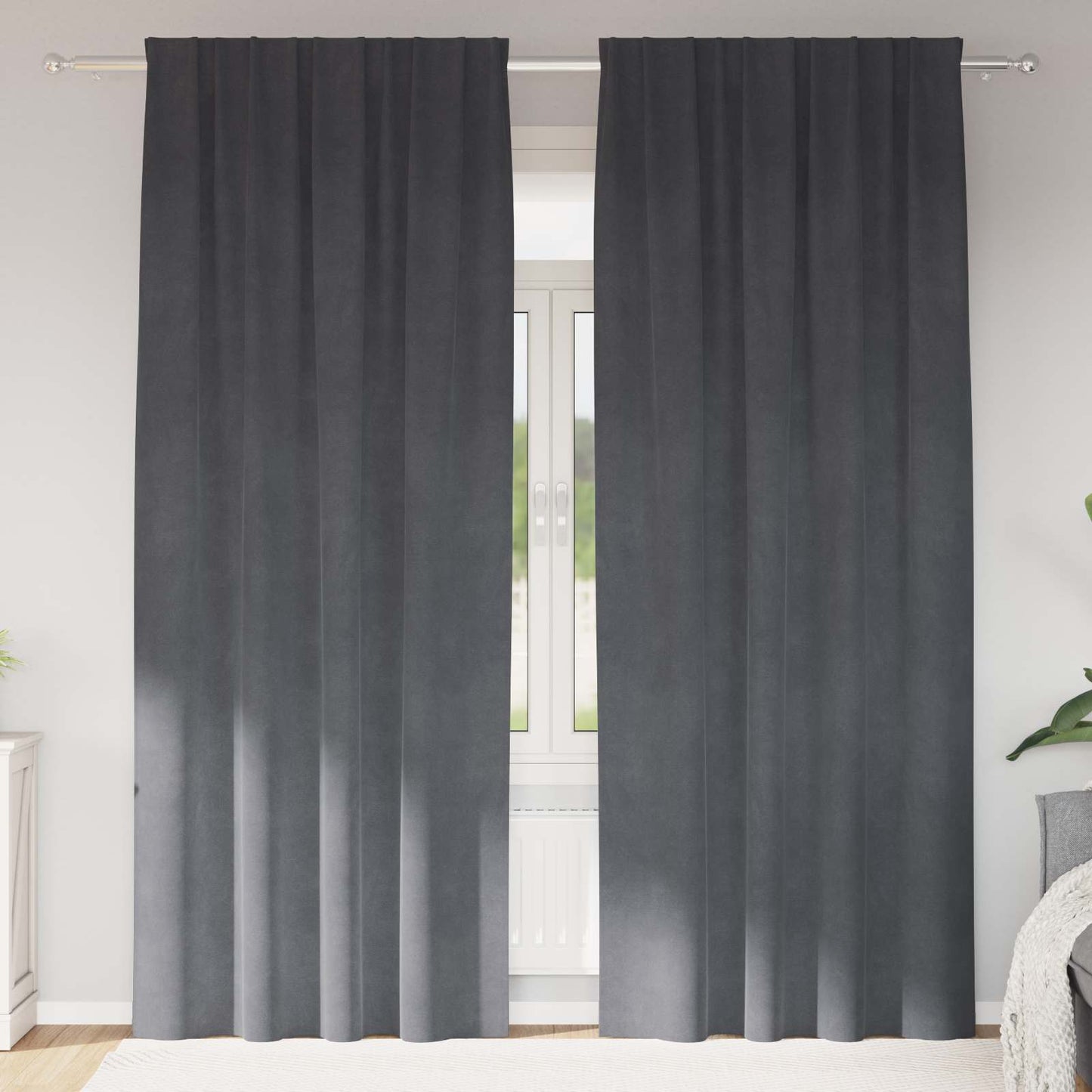 Verdunkelungsvorhänge 2 pcs Hellgrau 140 x 260 cm Samt