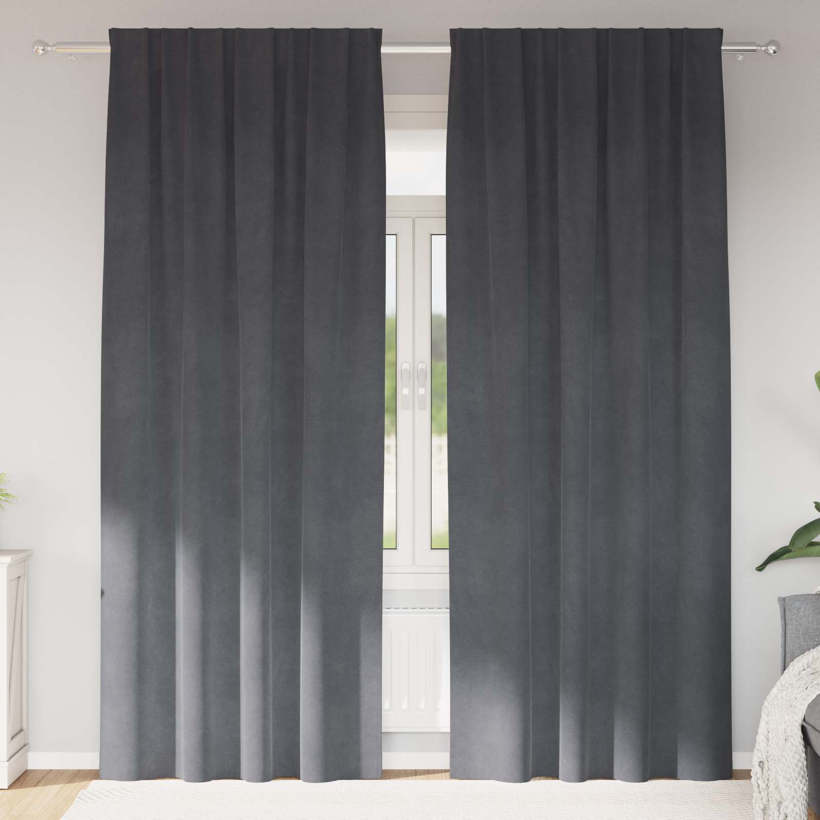 Verdunkelungsvorhänge 2 pcs Hellgrau 140 x 260 cm Samt