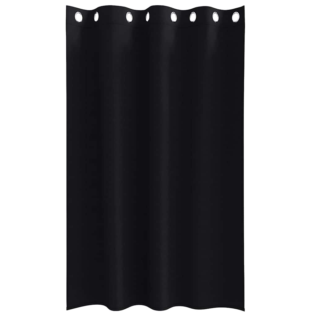 Verdunkelungs-Vorhänge mit Ringen 2 pcs Schwarz 175 x 140 cm
