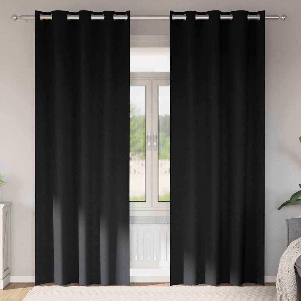 Verdunkelungs-Vorhänge mit Ringen 2 pcs Schwarz 245 x 140 cm