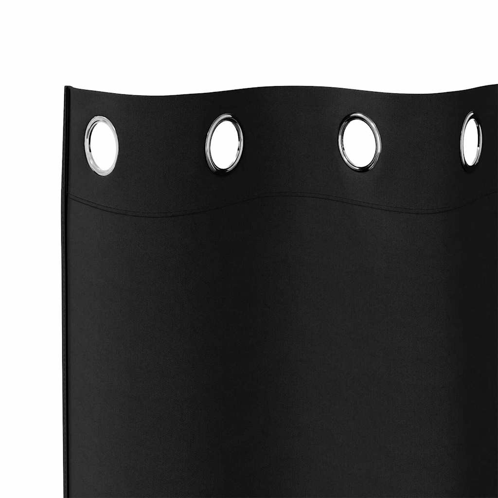 Verdunkelungs-Vorhänge mit Ringen 2 pcs Schwarz 260 x 140 cm
