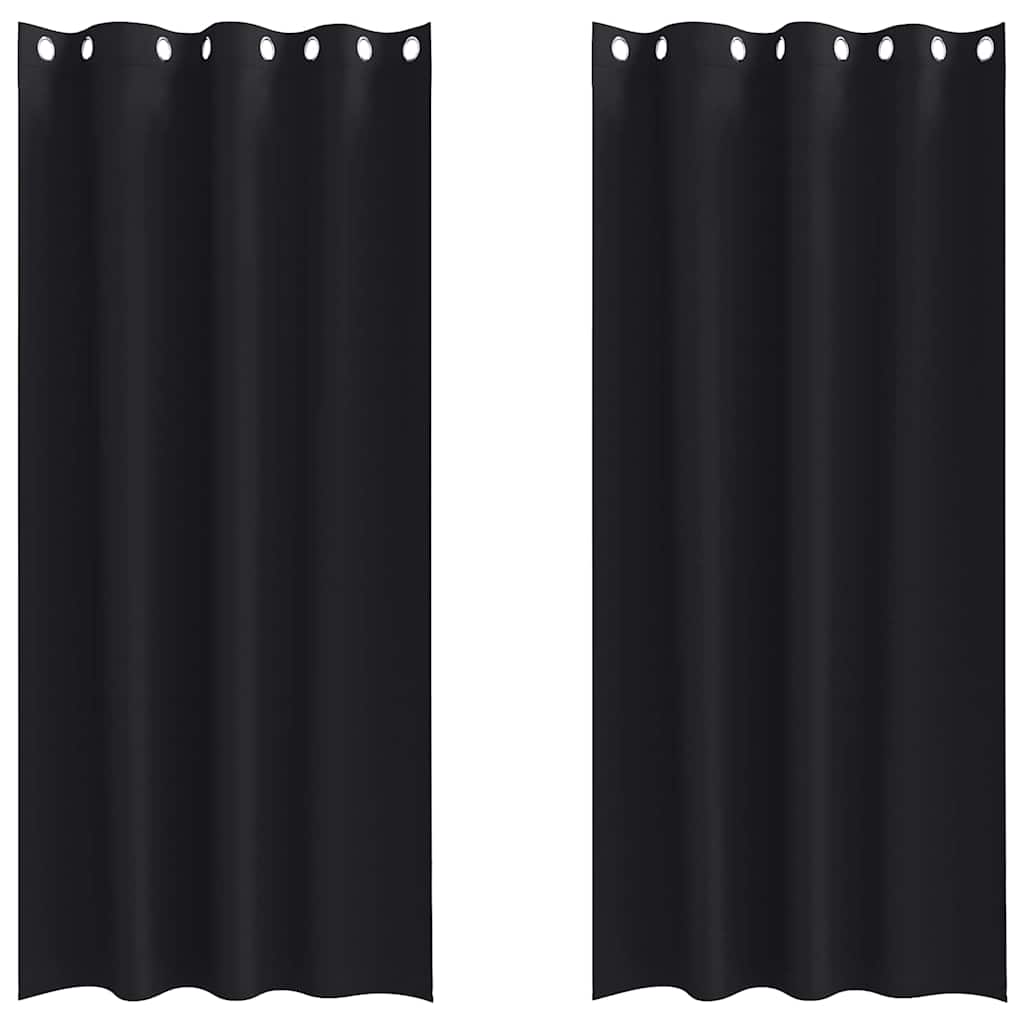 Verdunkelungs-Vorhänge mit Ringen 2 pcs Schwarz 260 x 140 cm