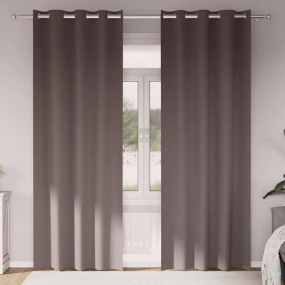 Verdunkelungs-Vorhänge mit Ringen 2 stk. Dunkelbraun Polyester