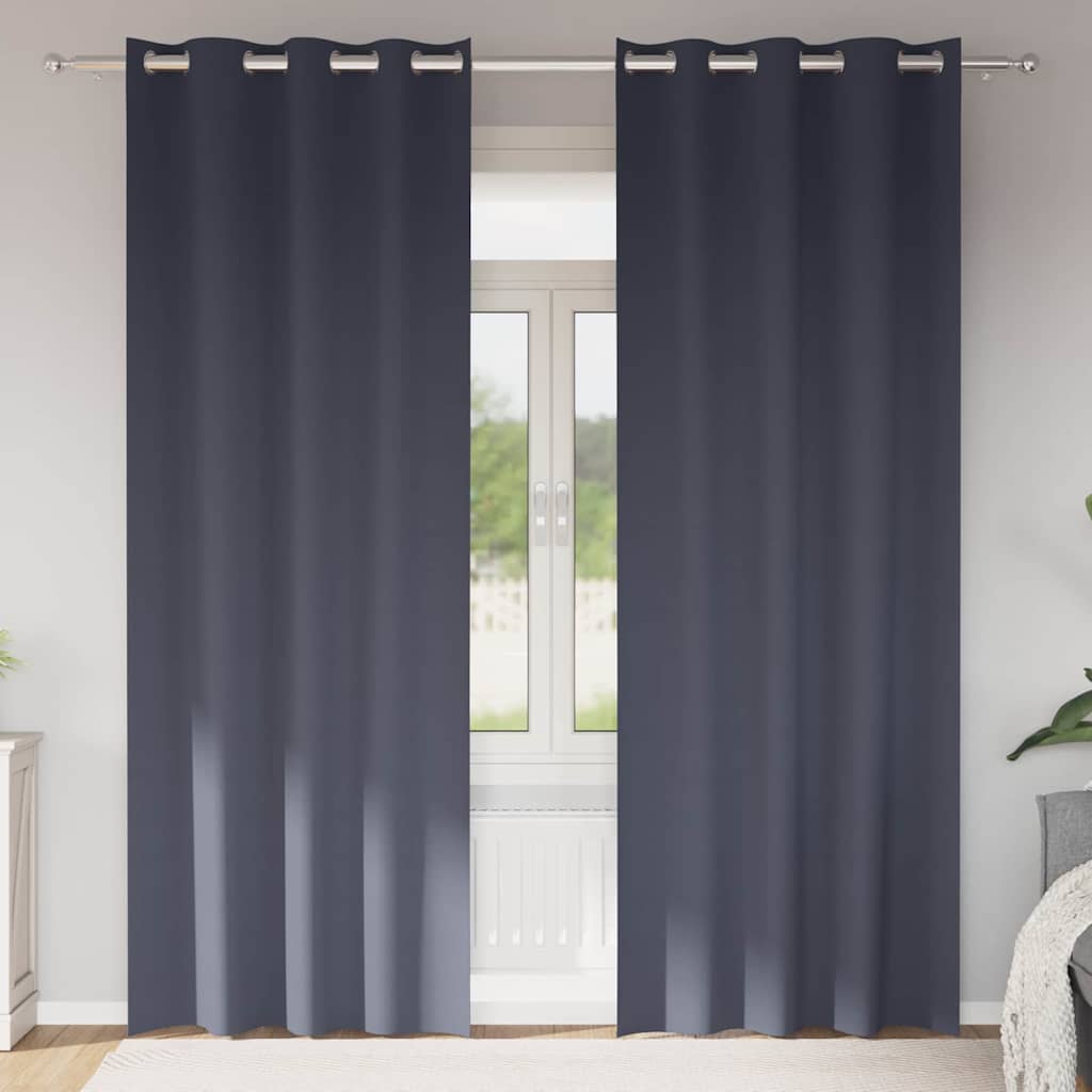 Verdunkelungs-Vorhänge mit Ringen 2 stk. Anthrazit 225 x 140 cm