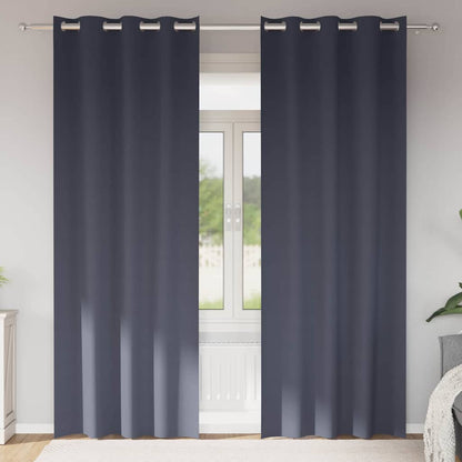 Verdunkelungs-Vorhänge mit Ringen 2 stk. Anthrazit 260 x 140 cm