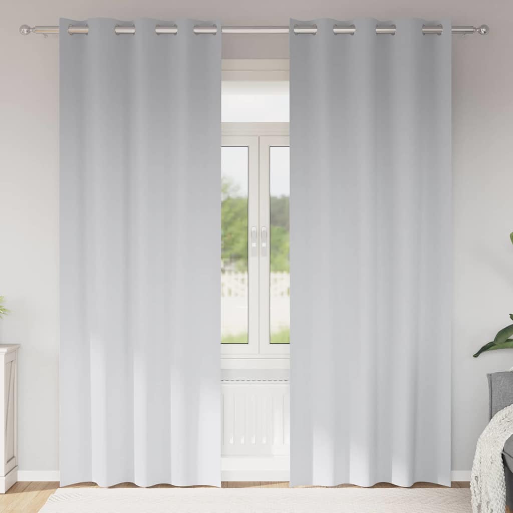 Verdunkelungs-Vorhänge mit Ringen 2 stk. Helles Grau Polyester
