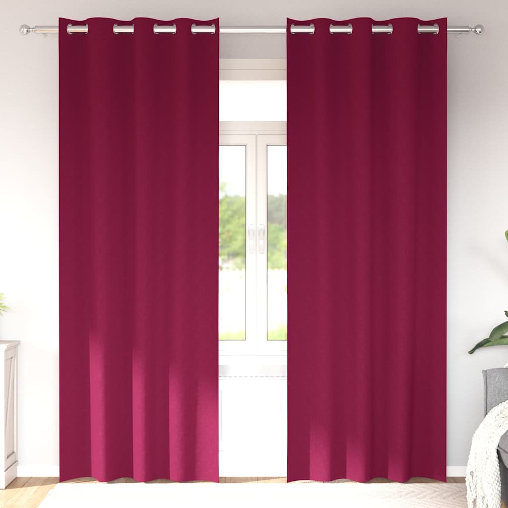 Verdunkelungs-Vorhänge mit Ringen 2 pcs Weinrot 245 x 140 cm