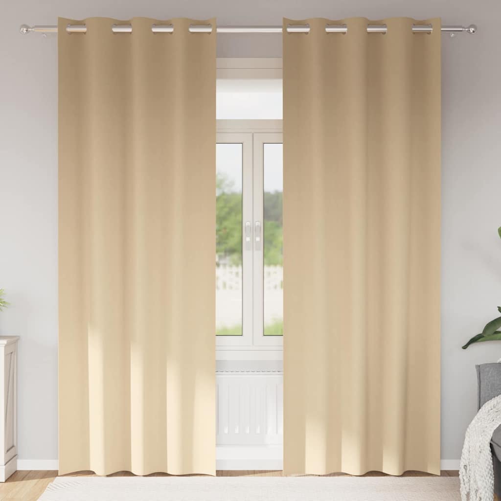 Verdunkelungs-Vorhänge mit Ringen 2 stk. Creme 260 x 140 cm